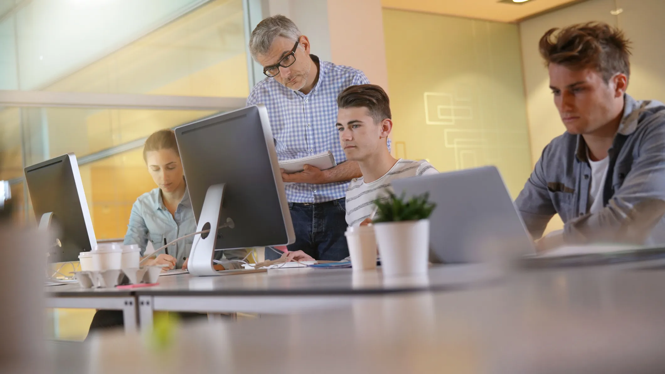Students in apprenticeship attending computing class
