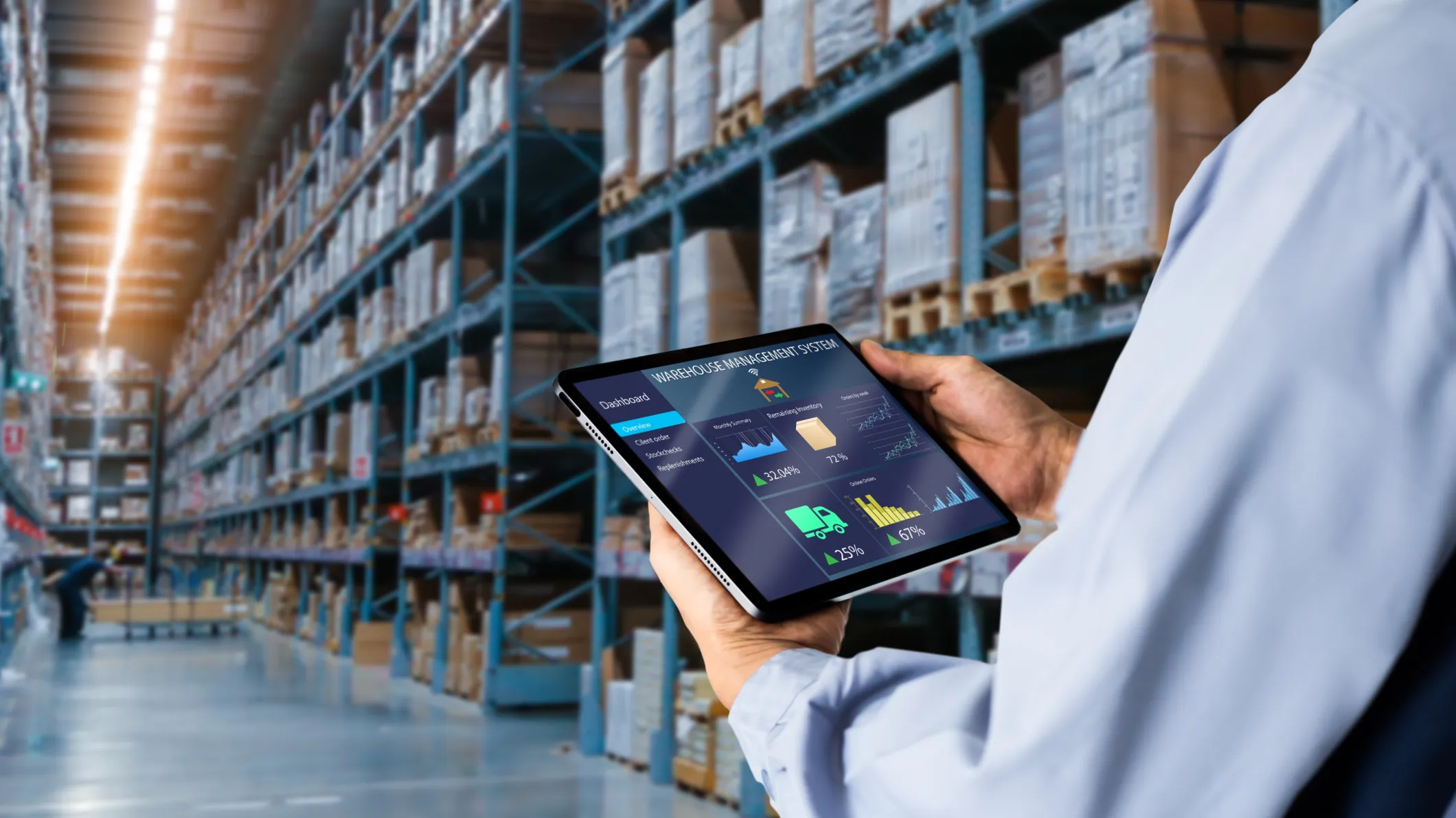 A warehouse manager utilises AI insights