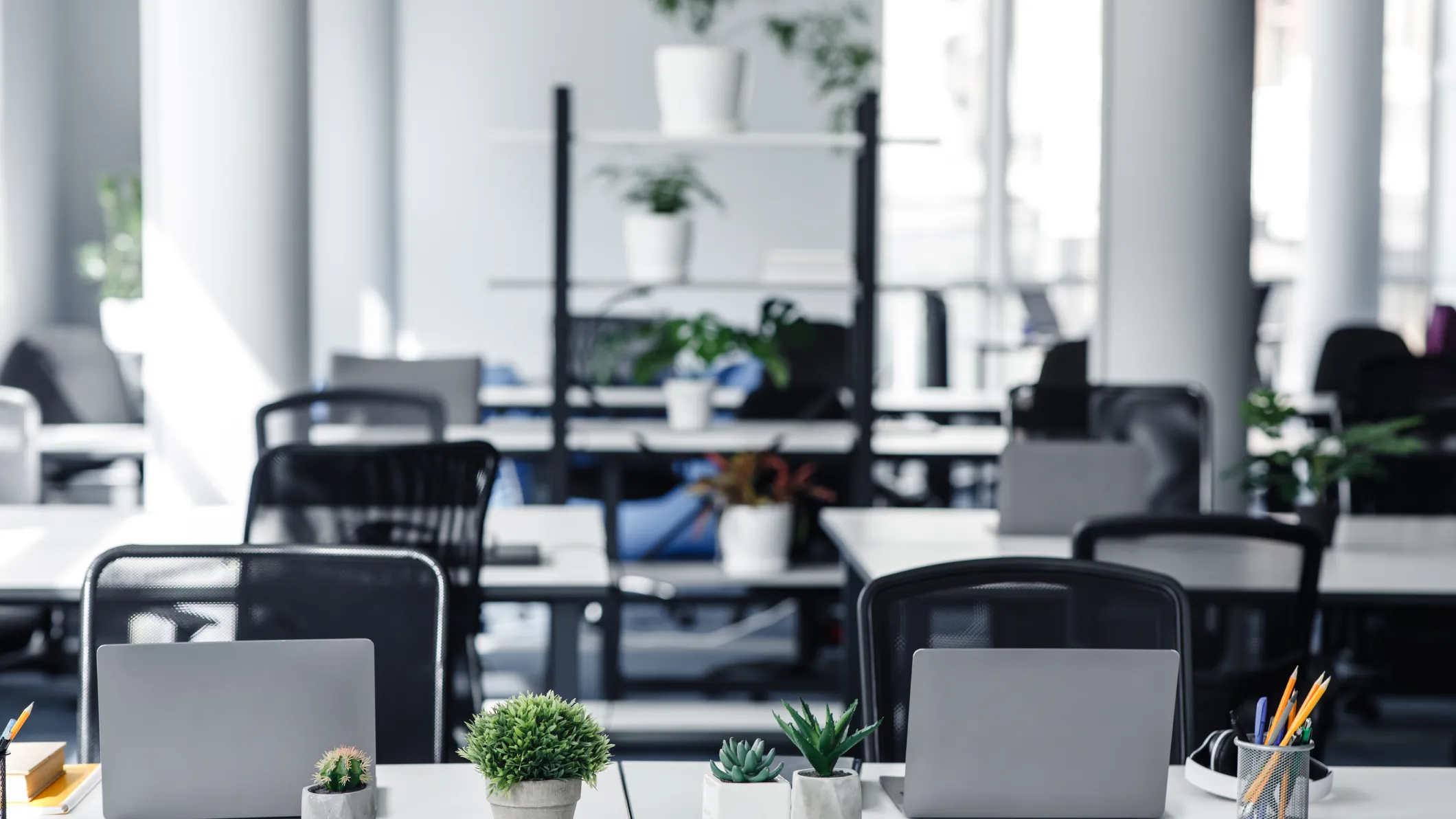 Office workspace without people
