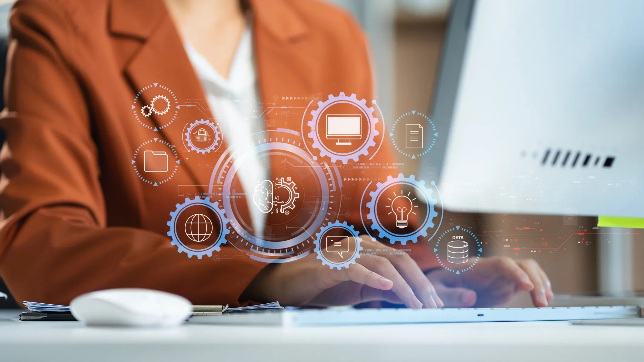 Employee using digital tools to improve workplace adoption and productivity