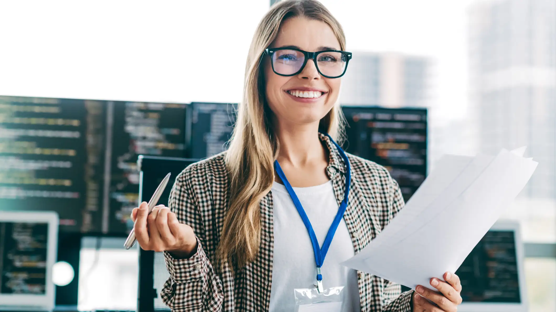 Female programmer in an office