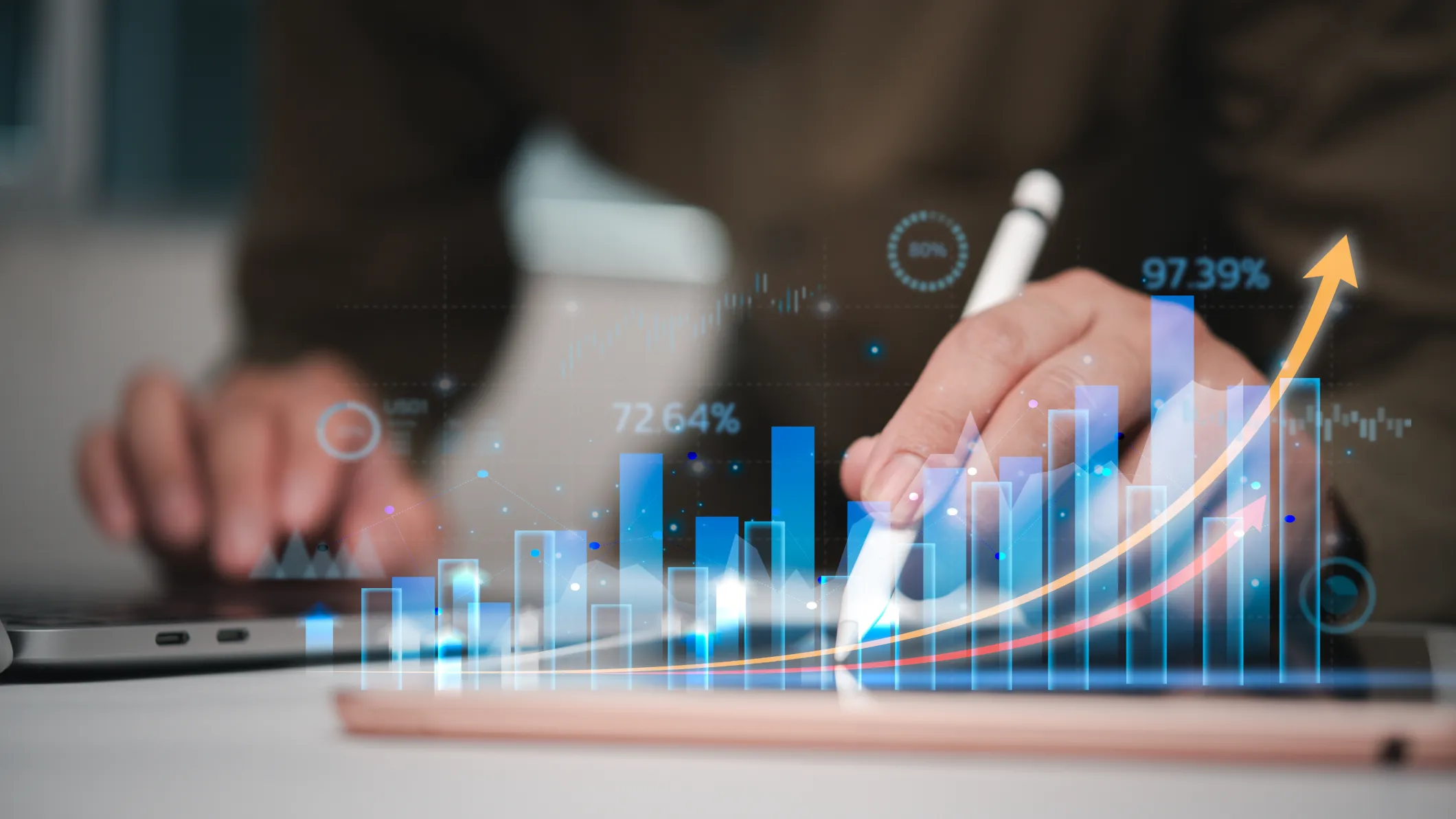 Concept of data economic growth through a graph