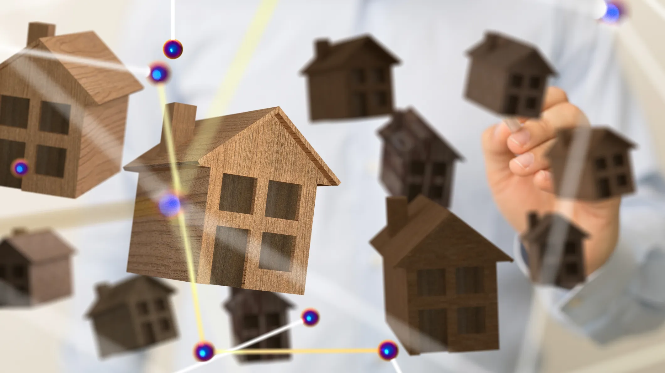 Abstract image of houses and digital connections