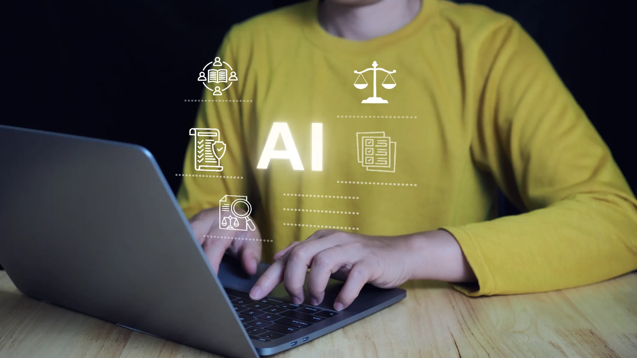 AI ethics and governance symbolised by digital scales