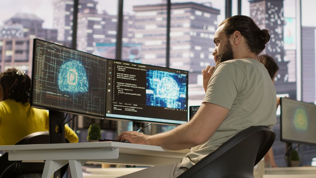 Employee using AI resources and platforms