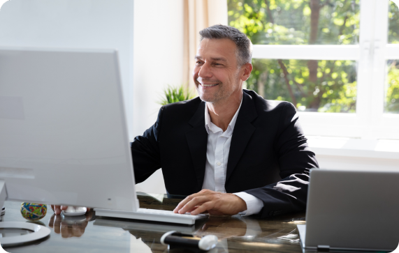 Solicitor smiling in office