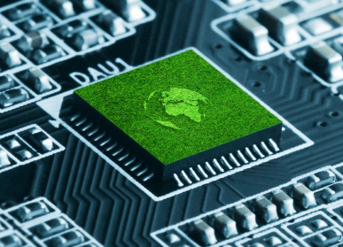 Computer chip showing earth