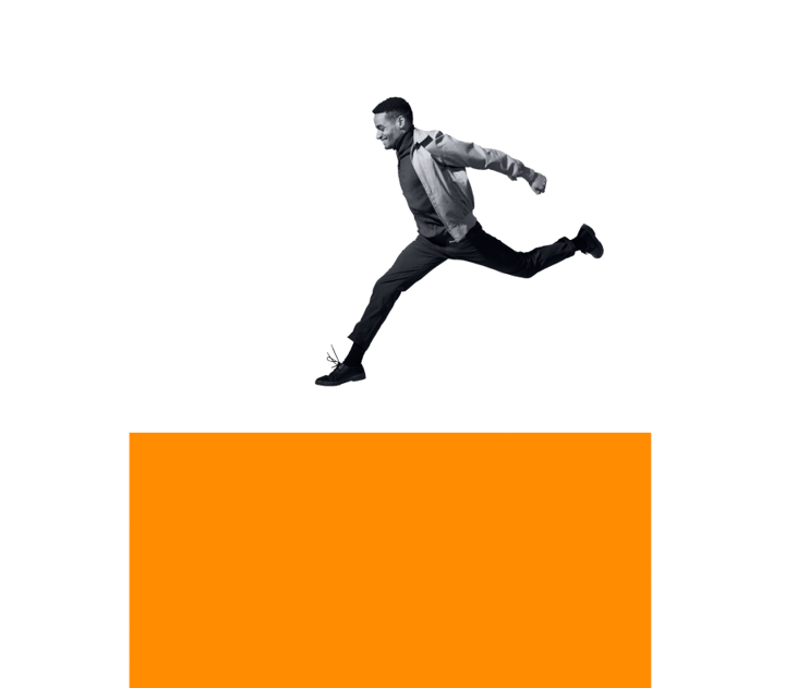 man jumping on the top of a large animated letter