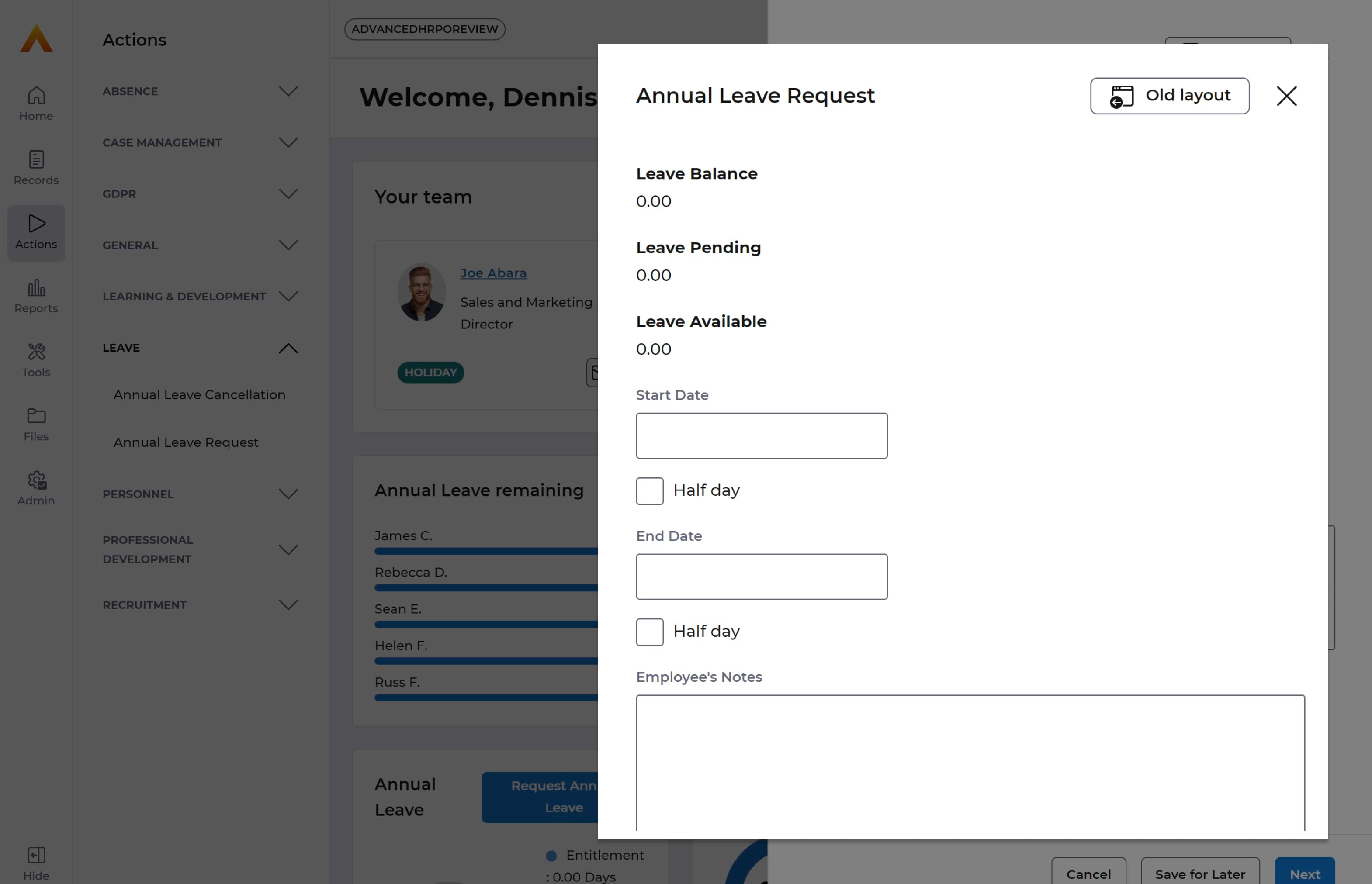 absence management feature on advancedhr