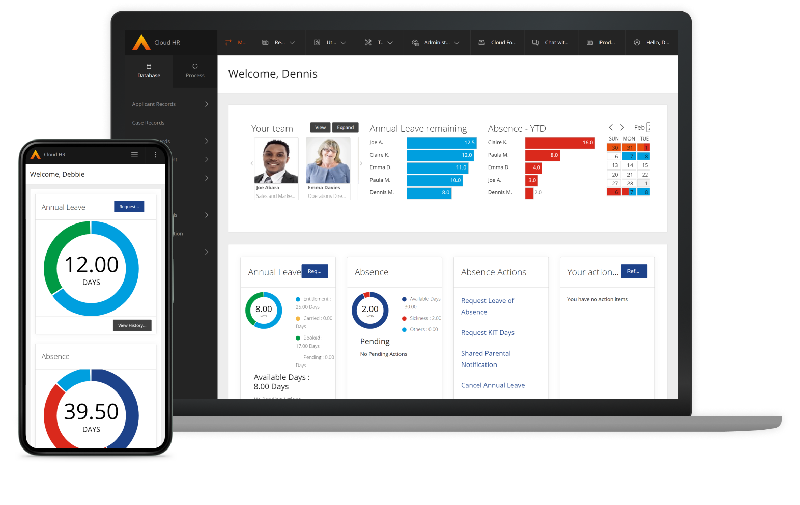 Cloud HR software on mobile and laptop