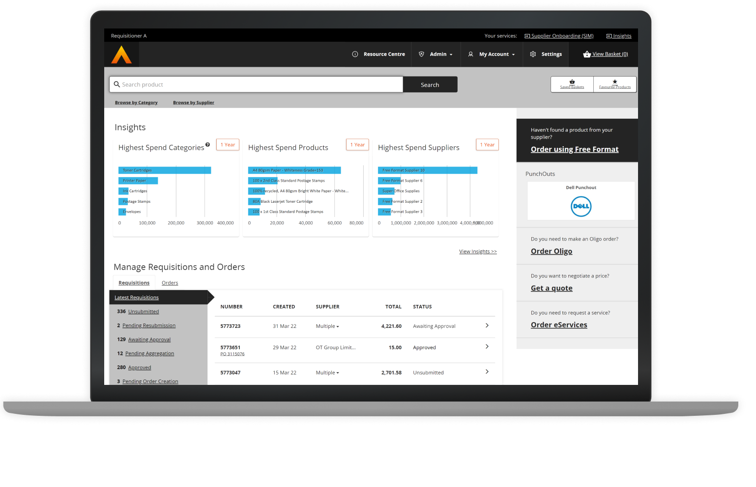 procurement software marketplace in use