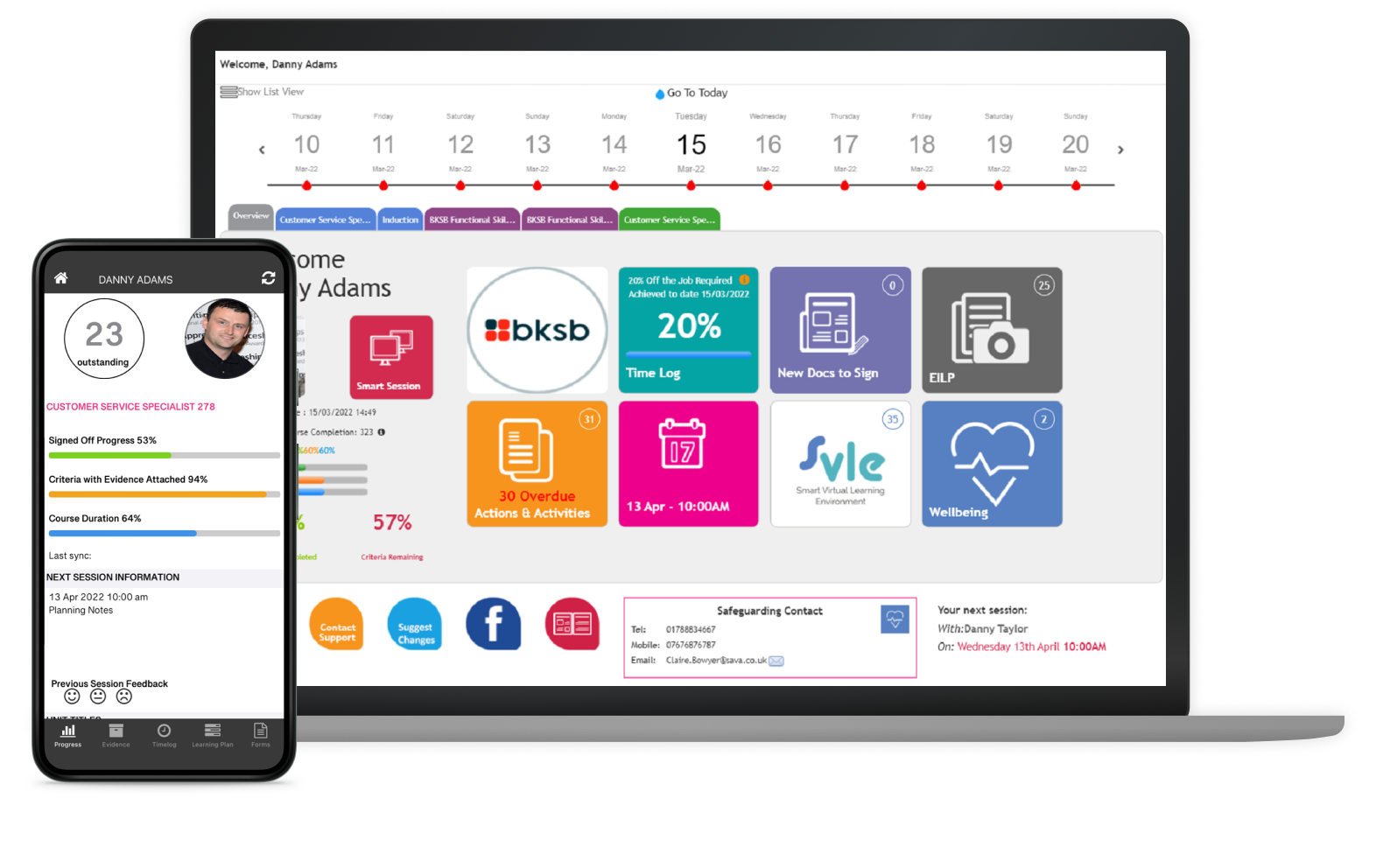 smart assessor learner management software in use on multiple devices