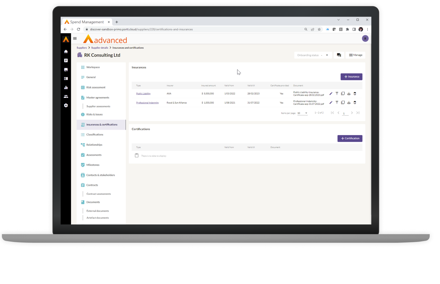 advanced supplier management software in use