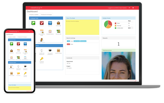 Time and attendance software in use on multiple devices
