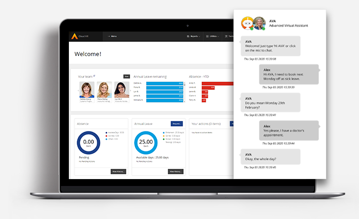 Our HR software has an Advanced Virtual Assistant (AVA) incorporated to help you manage your tasks easily.